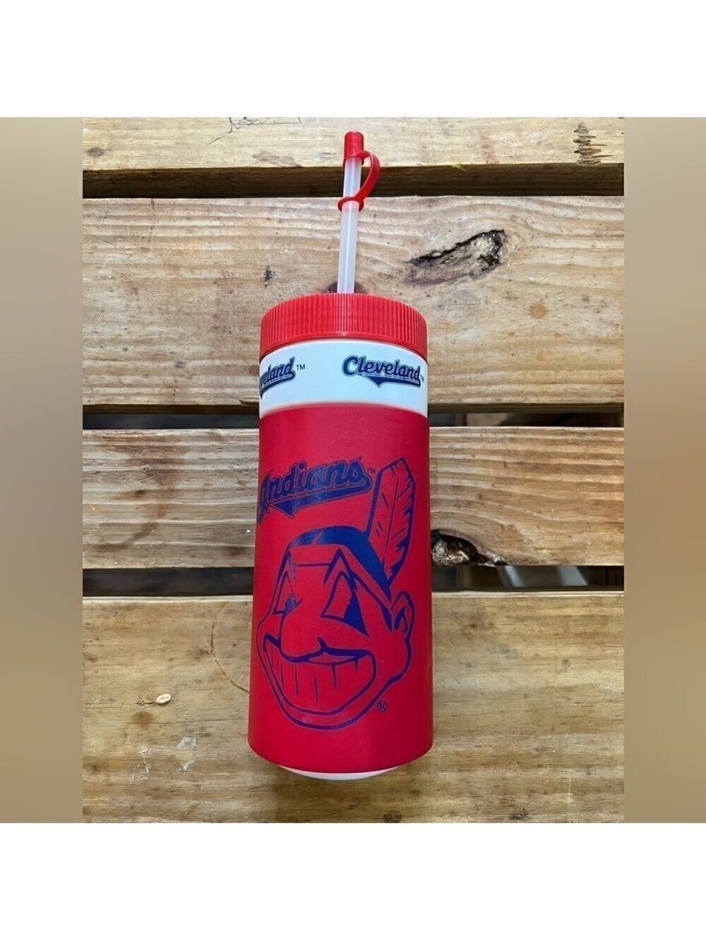Vintage Cleveland Indians Plastic Water Bottle - 1995